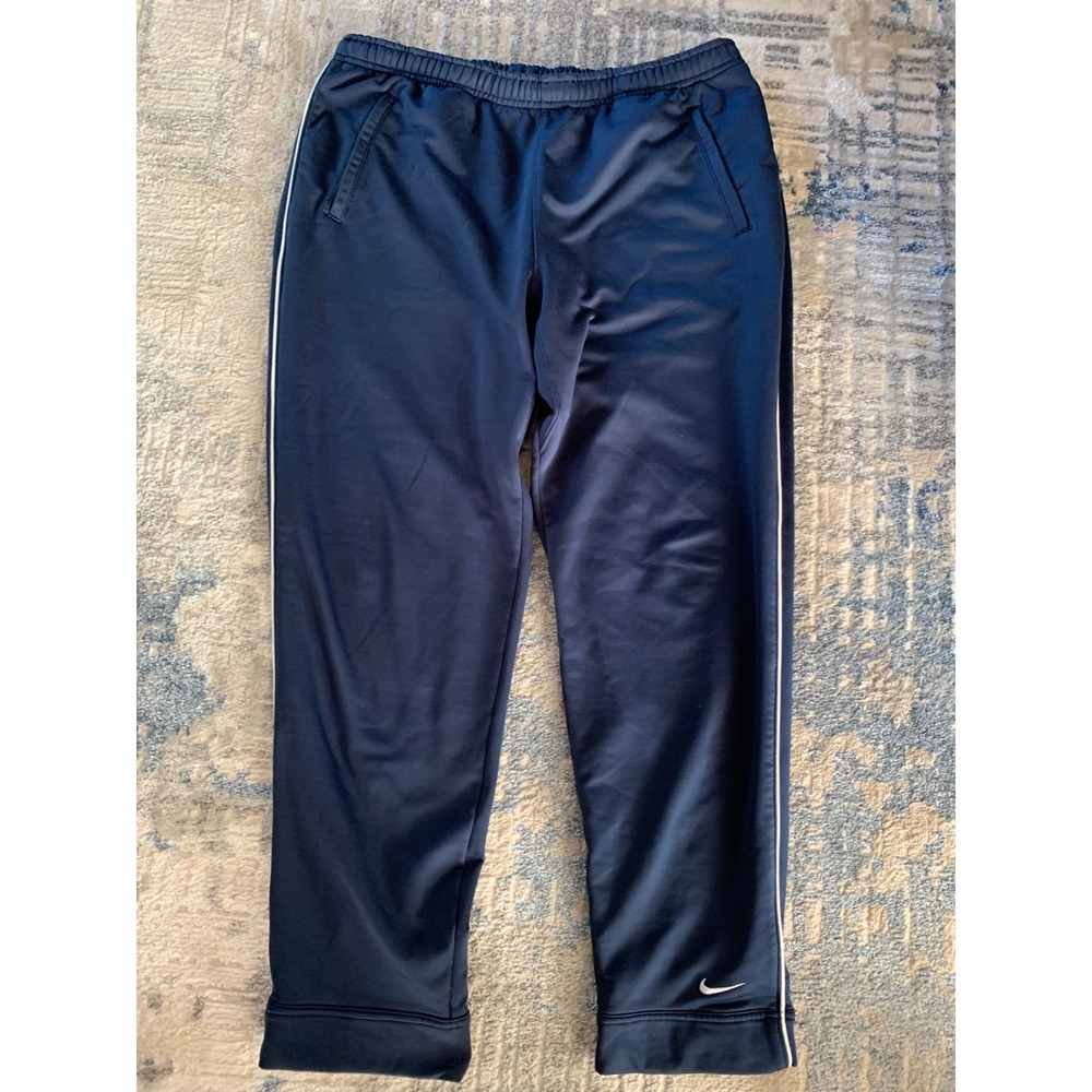 Nike Team Fit Dry Boys Track Pants Navy Blue White Piping Size Large 12-14